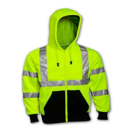 Tingley Hi-Vis Hooded Sweatshirt, Class 3, Type R, Polyester, Lime, SM S78122.SM